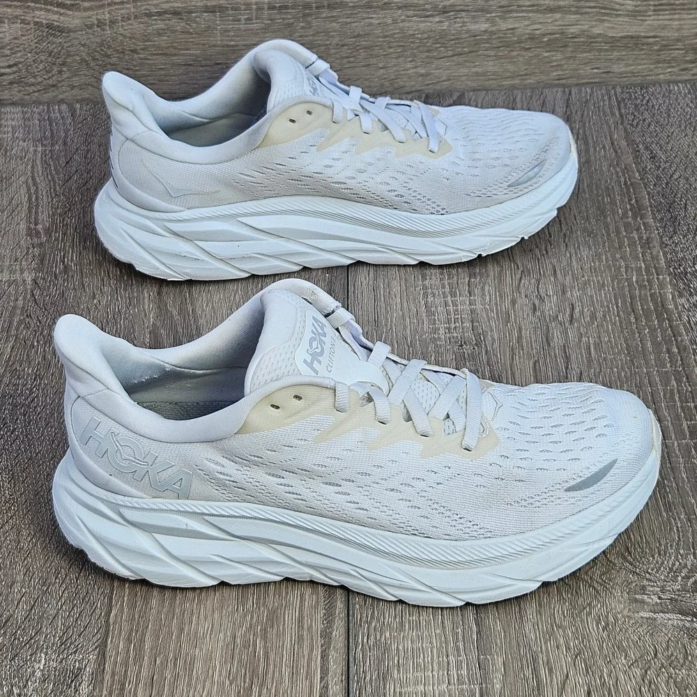 Hoka One One Clifton 8 Womens Running Shoes White Cream 1119394 WWH Size 8B